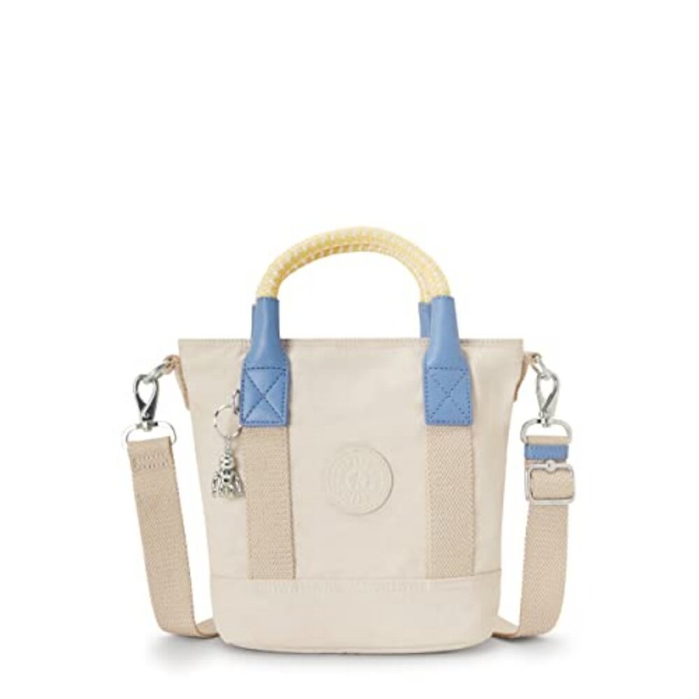 NWT Kipling Angel Small Handle Top Tote Crossbody Bag, Sand/Blue/Yellow